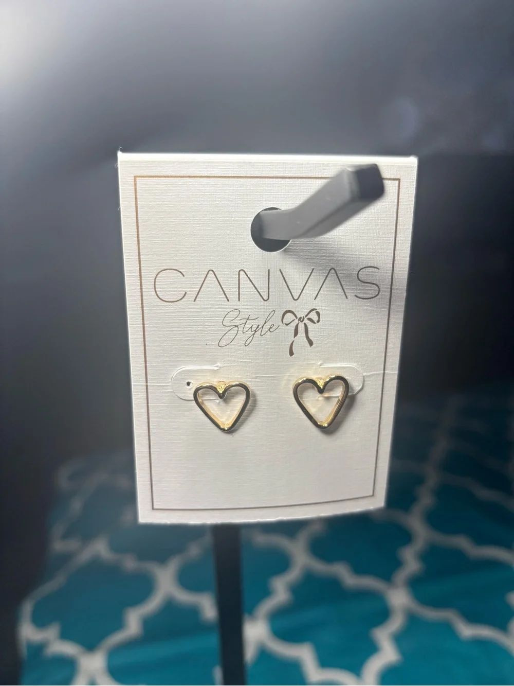 Canvas Style Gold Heart Stud Earrings
